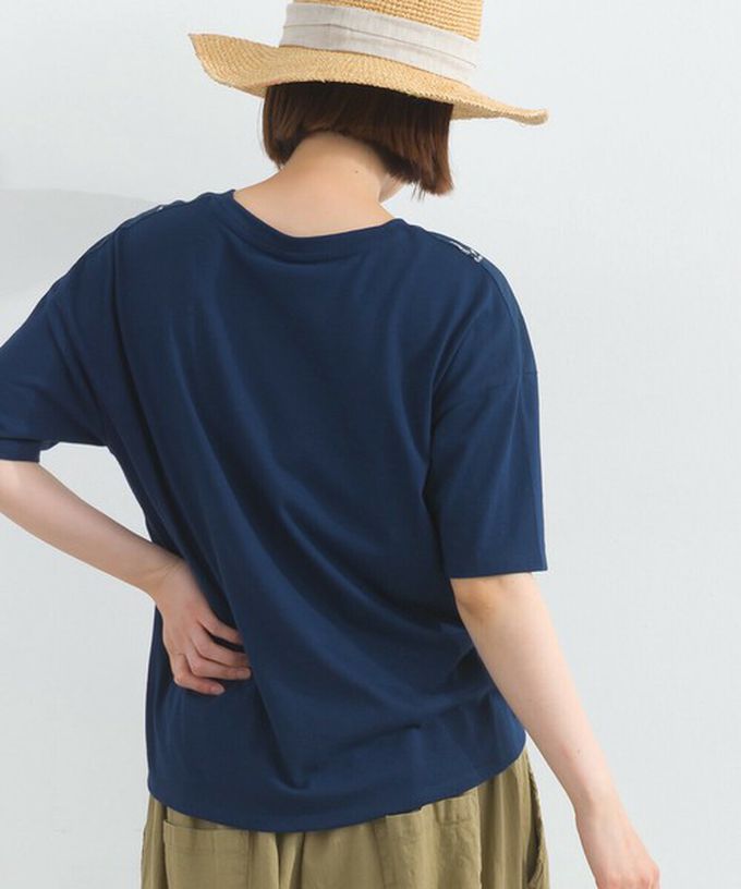 日本 Lupilien - 唯美刺繡舒適棉短袖上衣-花卉-米白