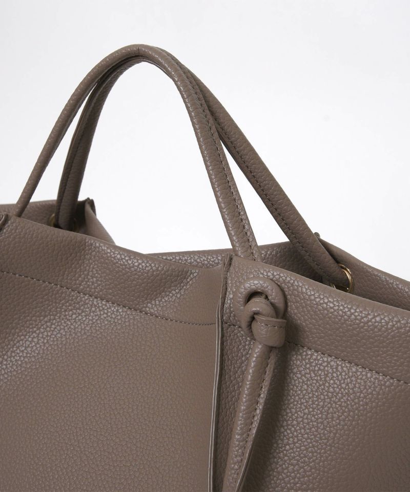 日本 COOCO - 仿皮雙綁帶蝙蝠托特包-黑 (24x25x14cm)