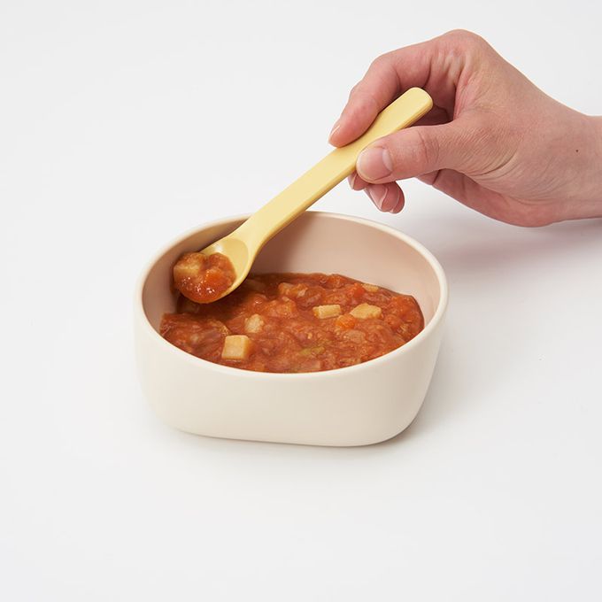 akachan honpo - 四邊有角易舀取！吃得乾乾淨淨 幼兒餐具-鮮奶白