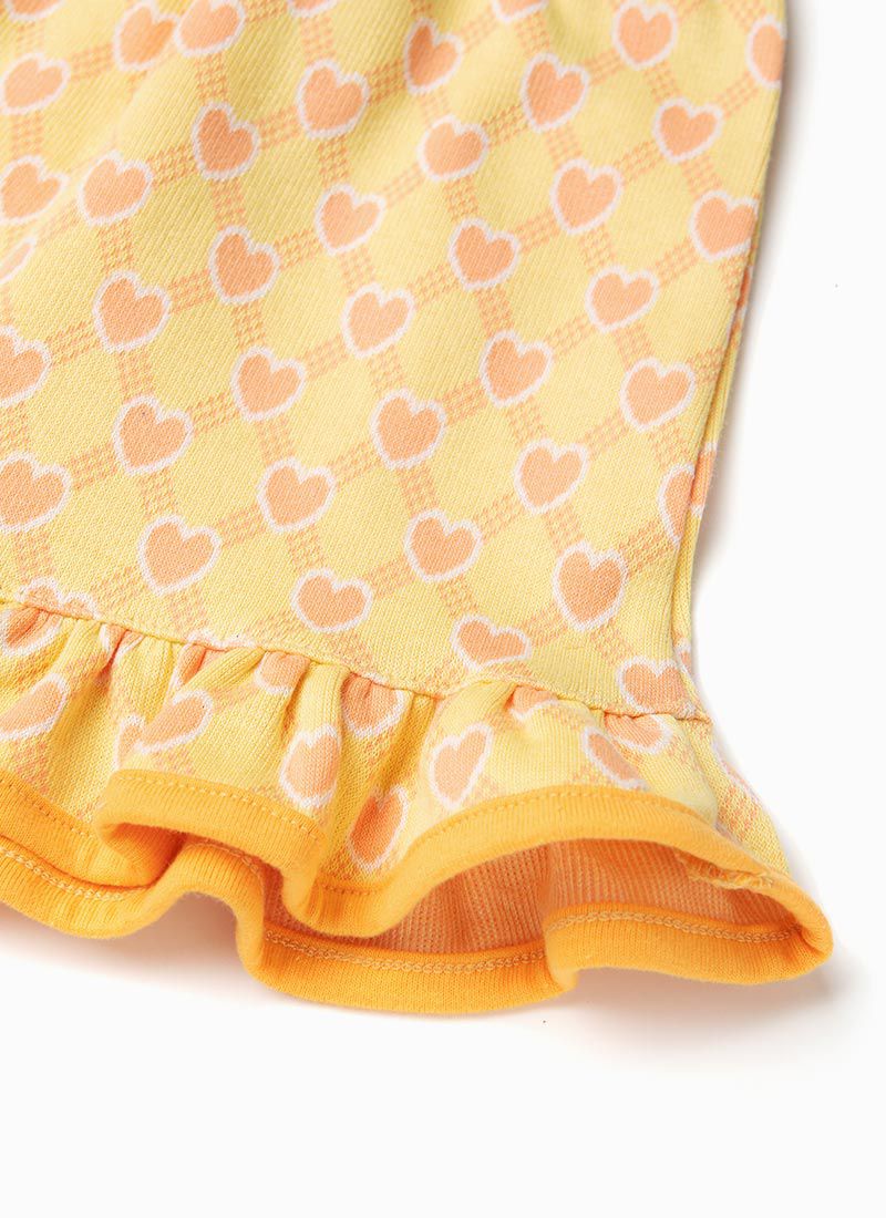 韓國 OZKIZ - 滿版粉愛心紋兩件式裙裝套裝-黃