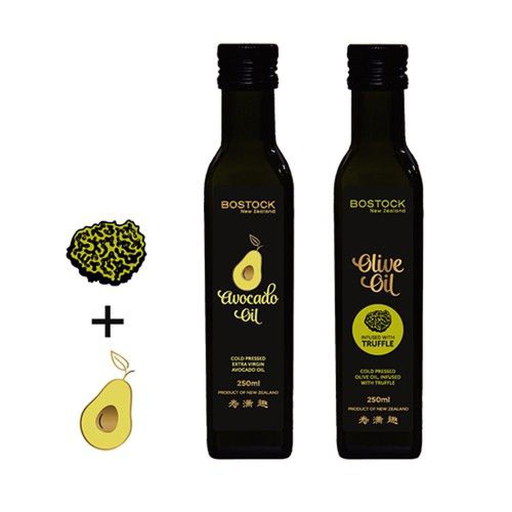 壽滿趣-紐西蘭BOSTOCK - 頂級優惠兩件組-頂級冷壓初榨酪梨油+松露風味橄欖油-效期2023-08-11-250ml*2