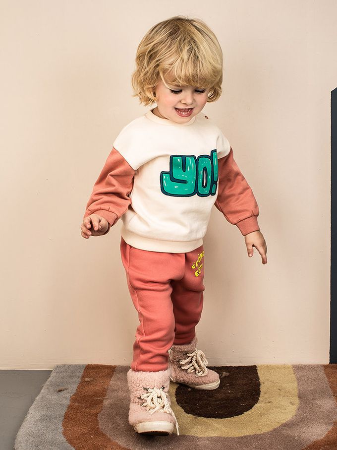 韓國Pimpollo - 大猩猩吃香蕉內刷毛上衣-橘