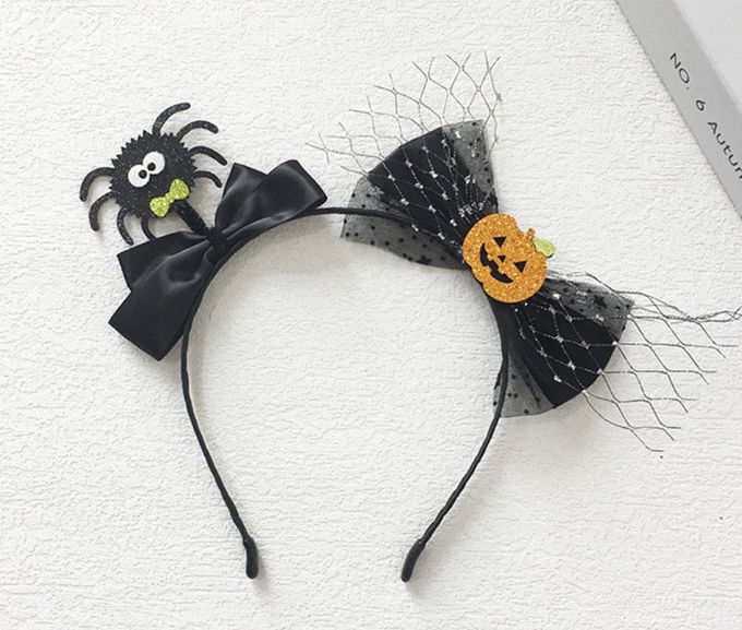 Love, Charlotte - 萬聖節南瓜蜘蛛双蝴蝶結髮箍-袋裝