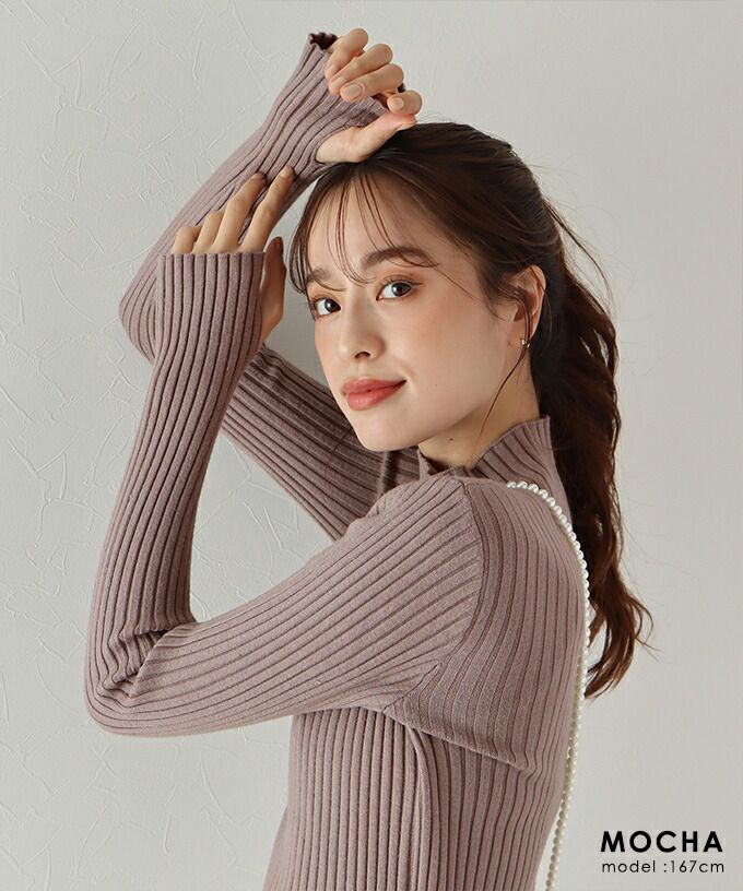 日本 BLUE EAST - 小立領坑條針織上衣-果實紅