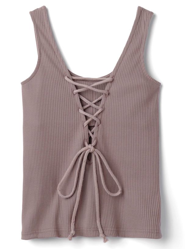 日本 GRL - 美背後深V交叉綁帶無袖背心(附罩杯)-時尚黑