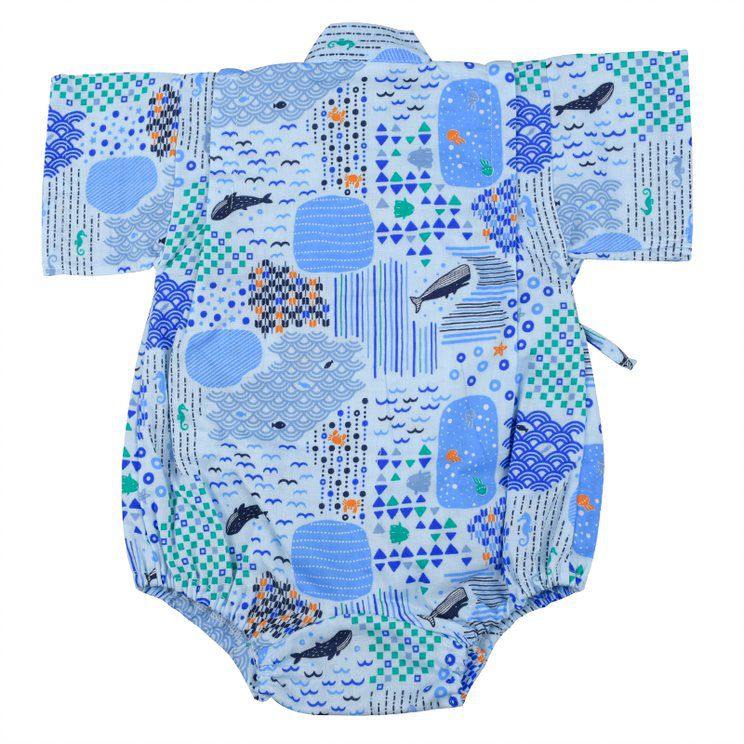 akachan honpo - 甚平包屁衣-海-淺藍色