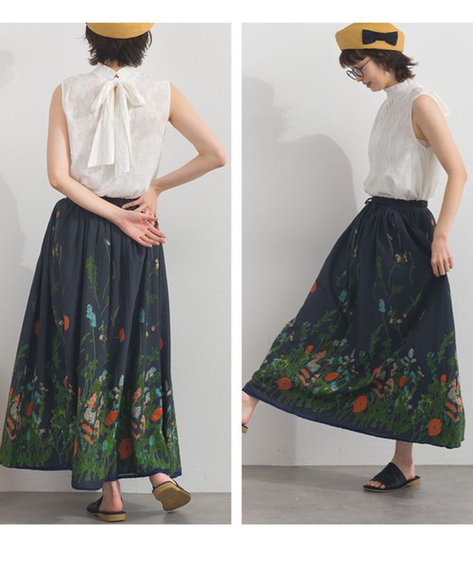 日本 Lupilien - 熱銷再販 2way雙面穿印度棉典雅長裙-灰x珊瑚橘