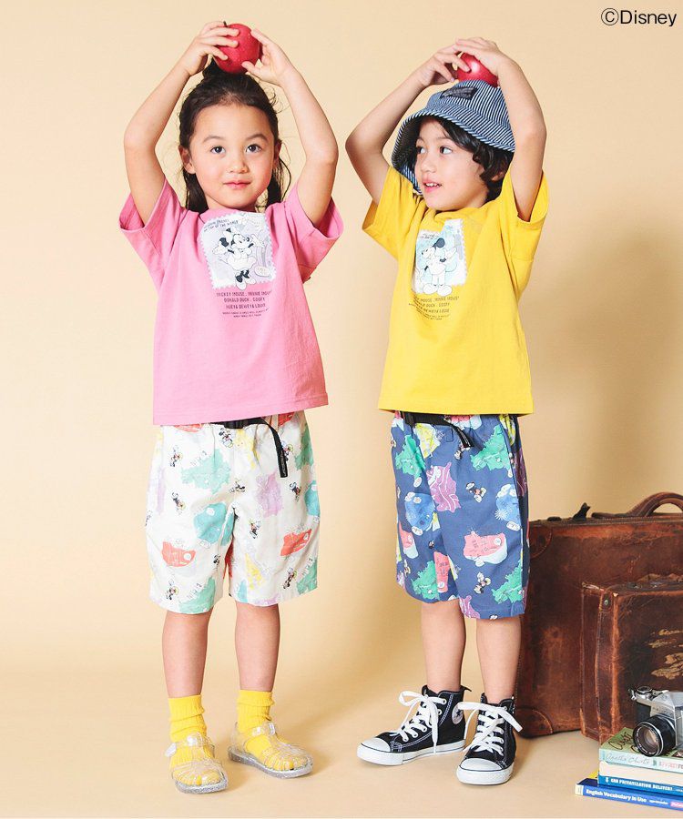 日本 BREEZE - 迪士尼聯名 印花短袖上衣-旅行郵票-紫色高飛狗