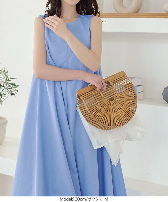 日本 Kobe Lettuce - 時尚休閒A字傘狀無袖洋裝-黑