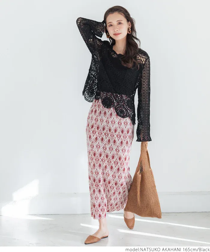 日本 COCA - 萬花筒雕花鉤針罩衫-淺杏