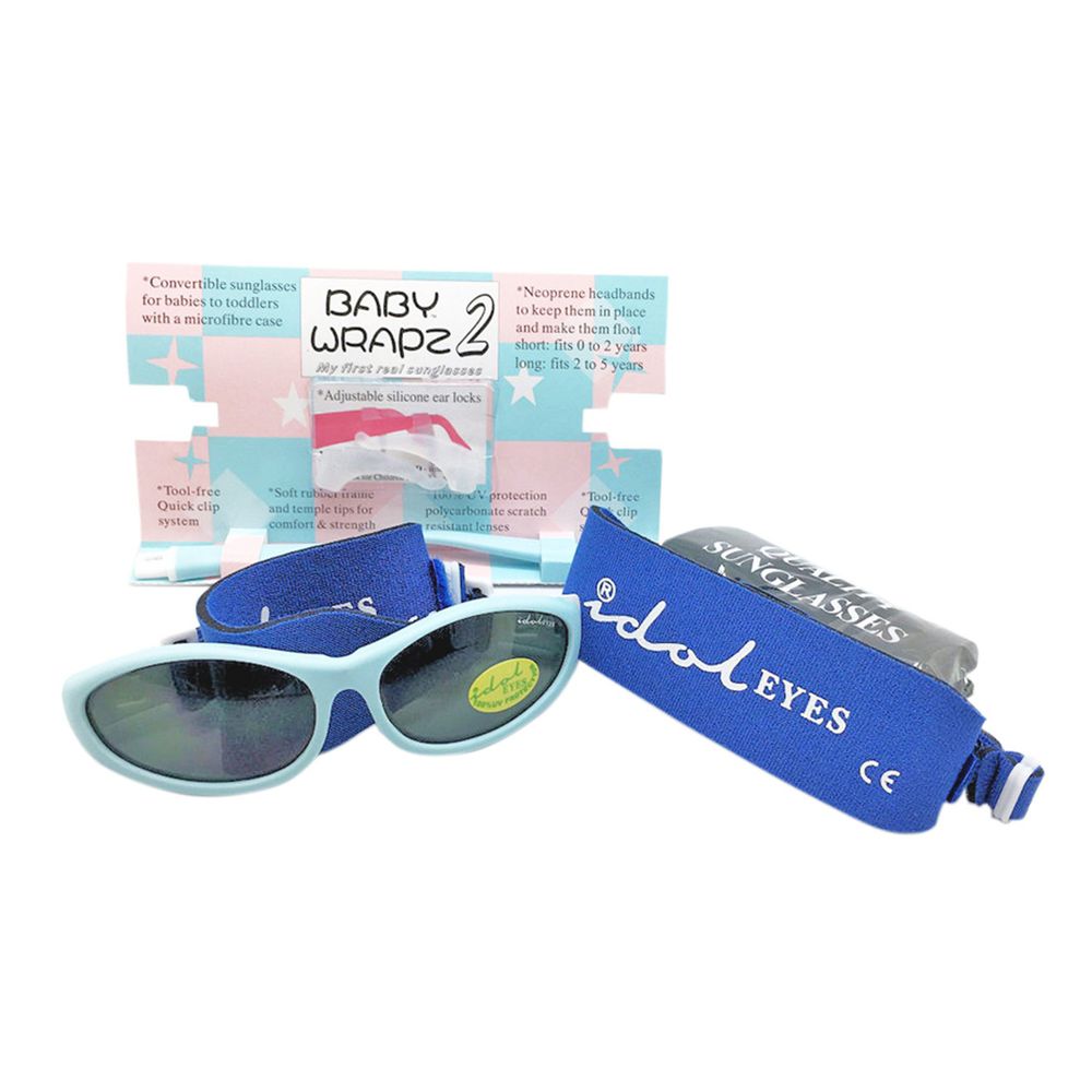 澳洲 Idol EYES - 兒童太陽眼鏡-Baby Warpz 2-藍色 (0-5歲嬰幼兒款)-附鏡面+一組鏡腳+兩組頭帶+透明耳掛+超細纖維眼鏡套