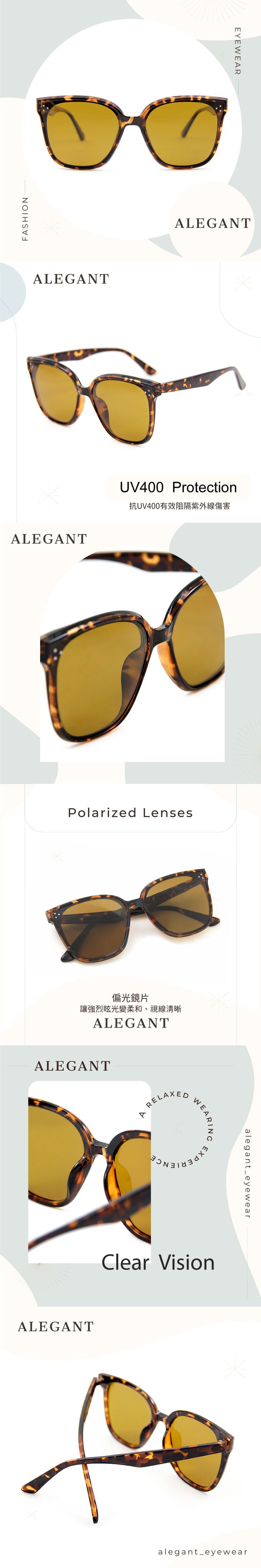ALEGANT - 墨染棕輕奢時尚方框輕量TR90防眩光寶麗來偏光墨鏡│UV400太陽眼鏡