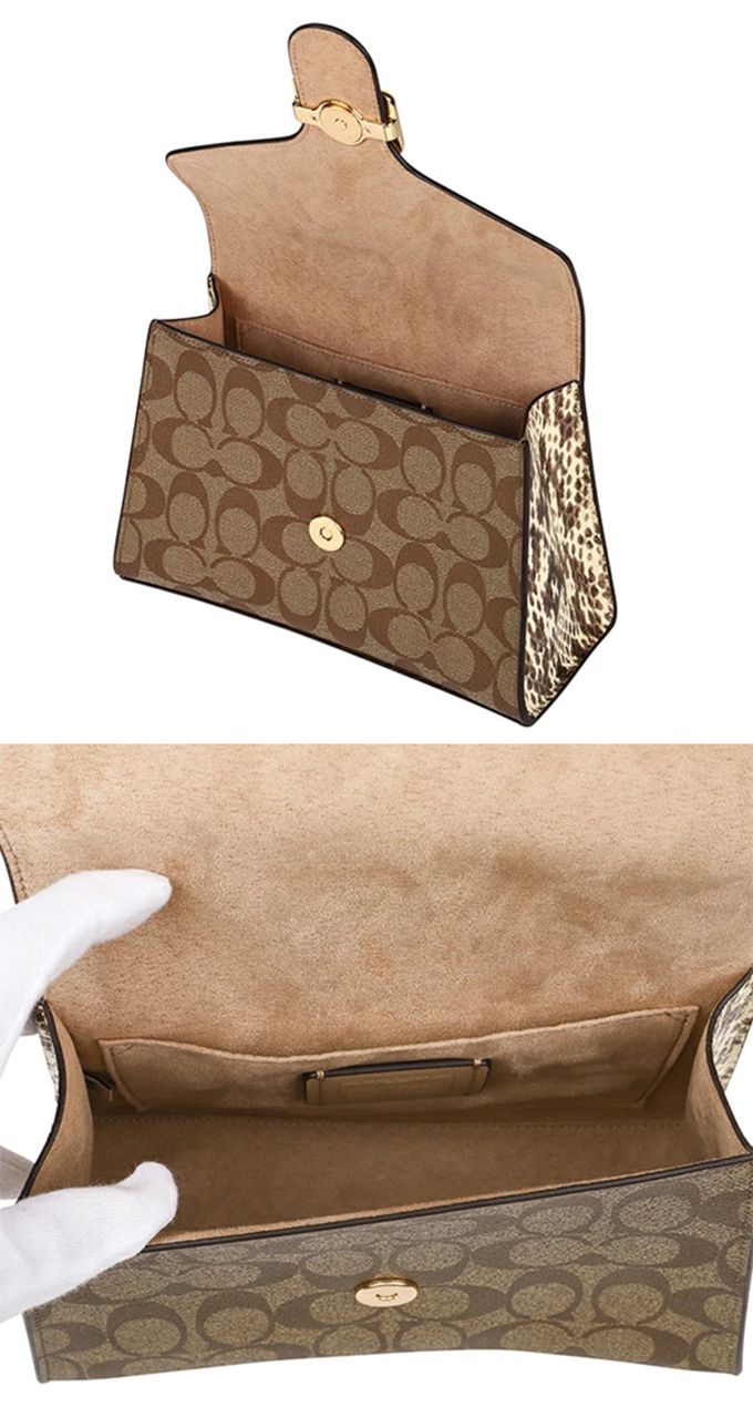 COACH - 蛇紋拼接皮革兩用包 (卡其白)