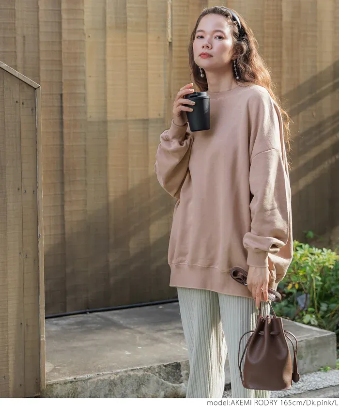 日本 COCA - 舒適內磨毛萬能大學T-素色-淺灰