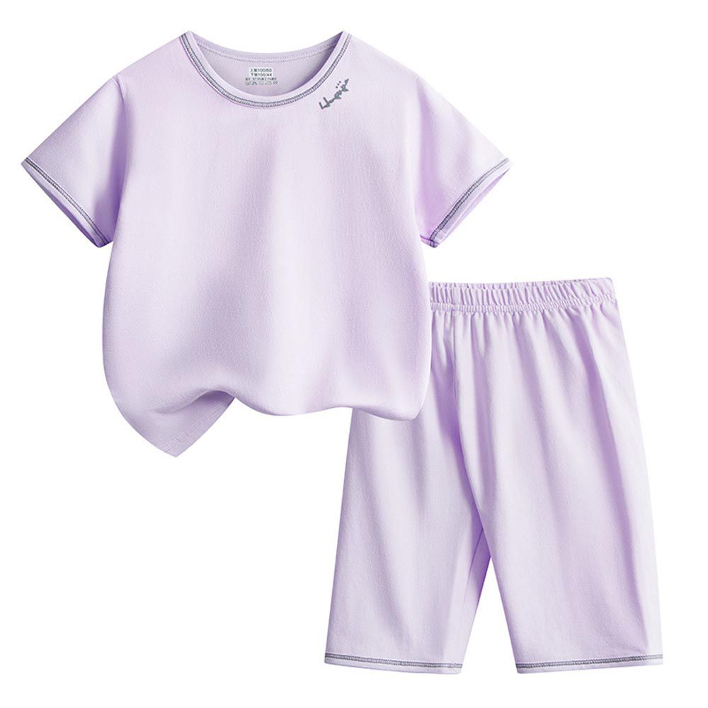 萊卡薄款短袖寬褲家居服套裝/空調服-薰衣草紫