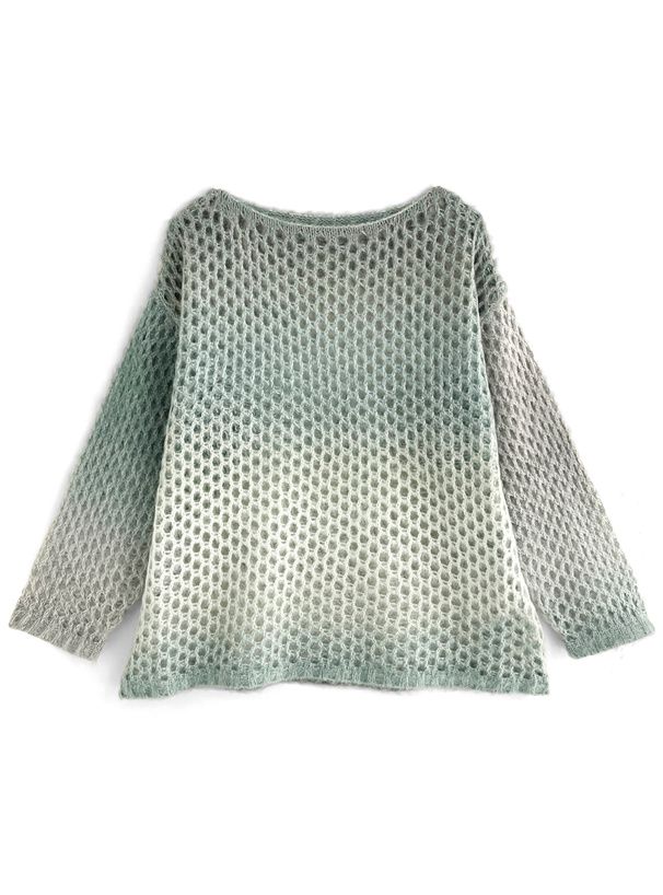 日本 GRL - 渲染漸層長版鉤針毛衣-水藍 (F)