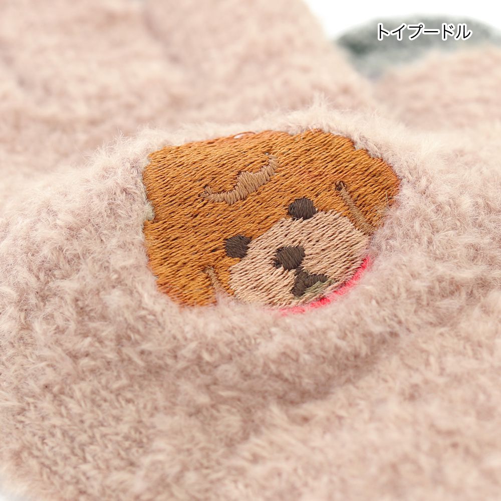 日本 TOMO - (大人)可觸控可愛動物毛絨保暖手套-玩具貴賓-粉紅