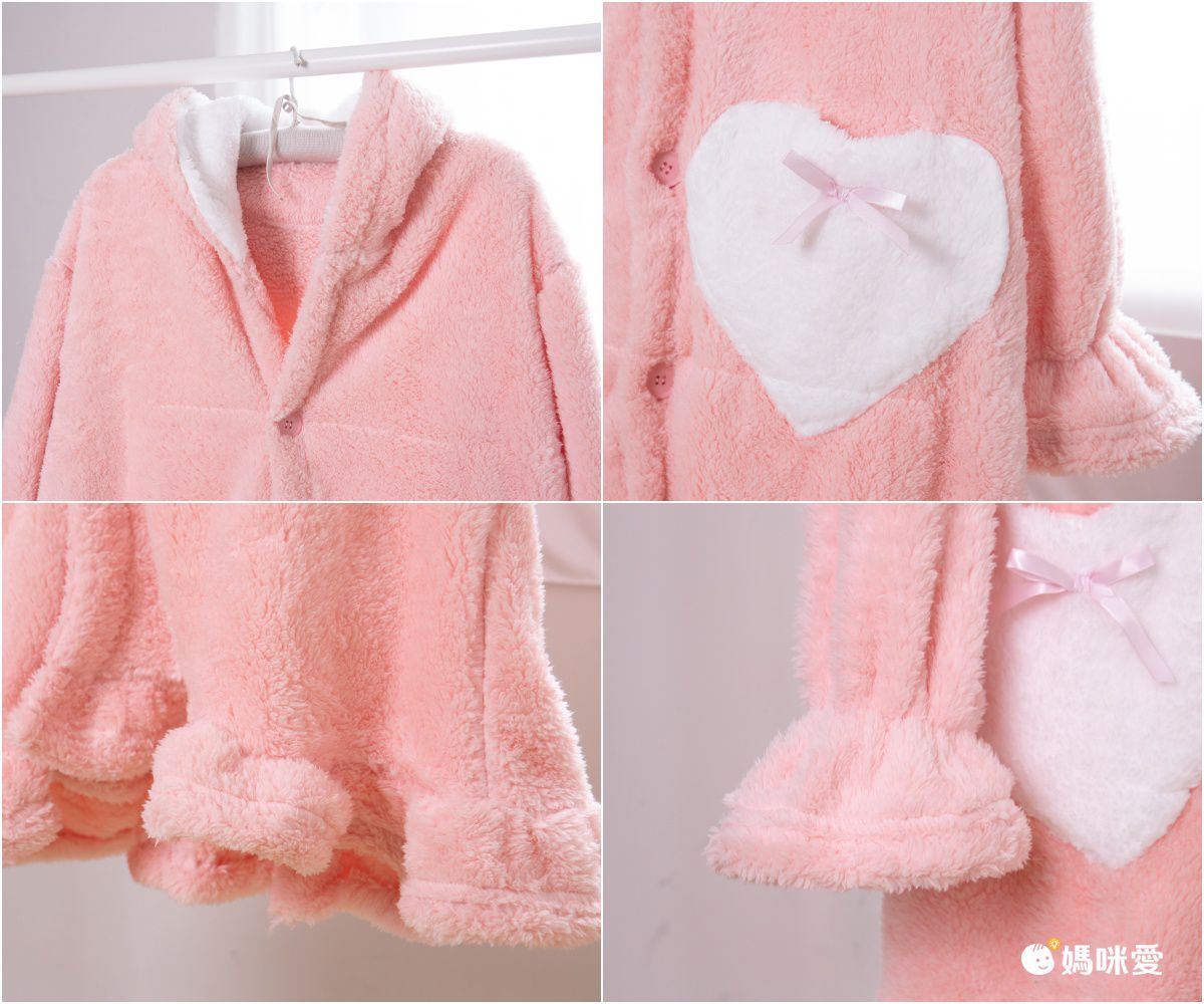 成人超柔軟珊瑚絨家居服-長袍-粉色