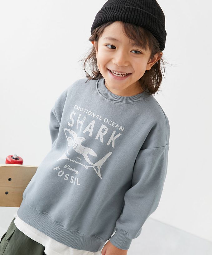 日本 devirock - 熱銷定番 裏起毛落肩大學長袖上衣-漢堡-磚橘