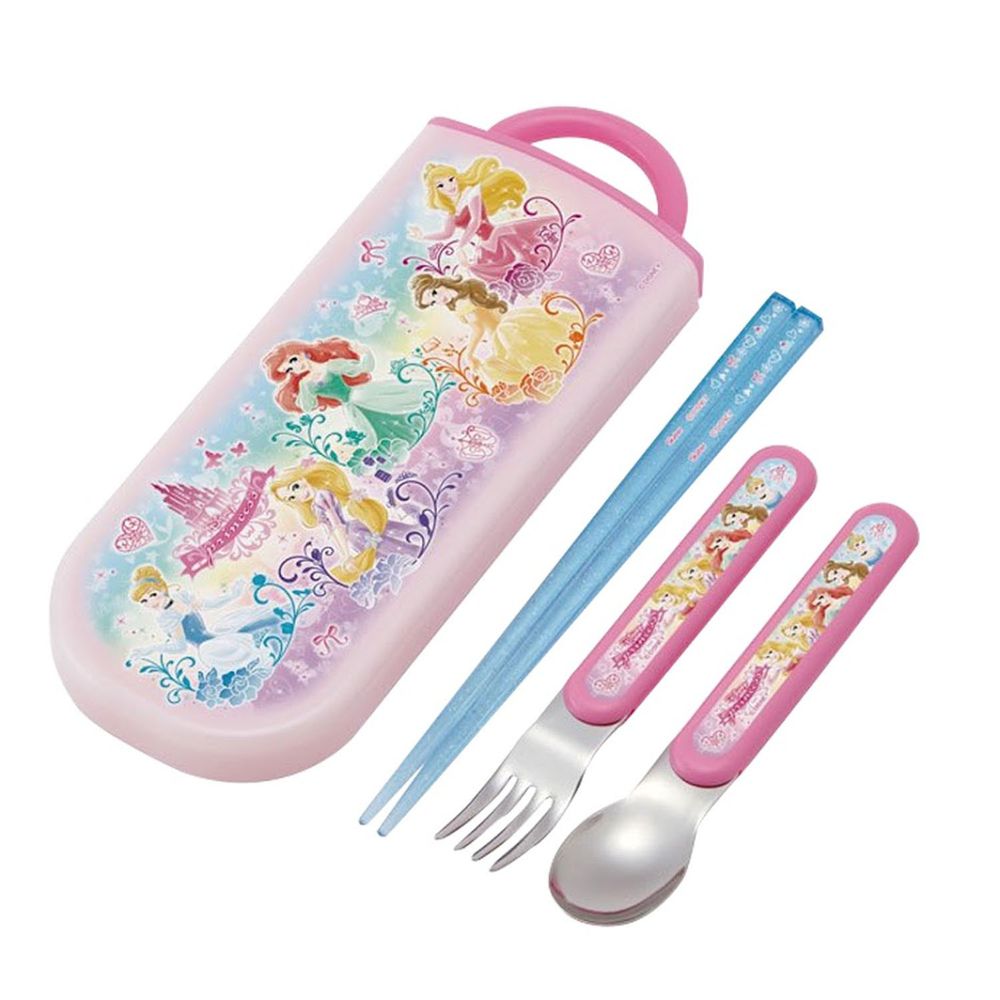 日本 SKATER - 銀離子三件餐具組-迪士尼公主Prom