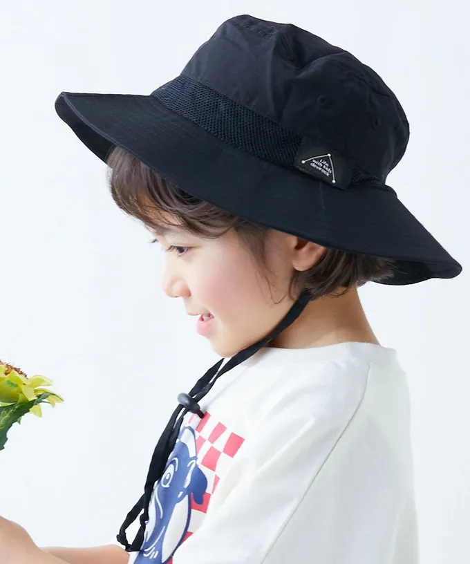 日本 devirock - UVcut 防潑水蓋脖遮陽帽(可親子裝)-炭灰x綠