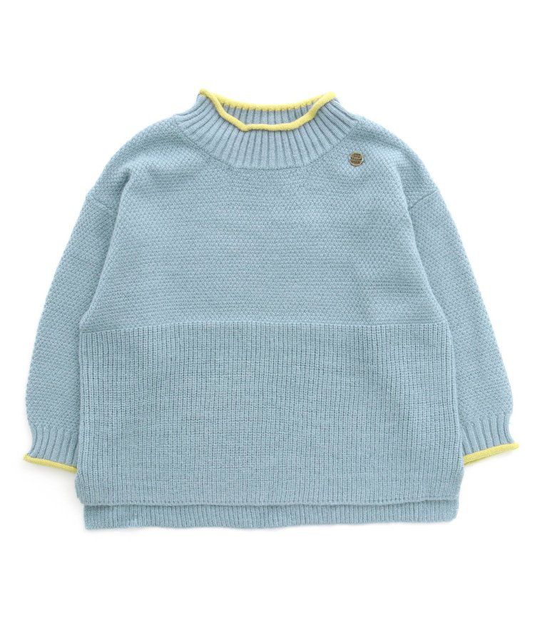 日本 BREEZE - 撞色滾邊落肩針織毛衣-粉x杏