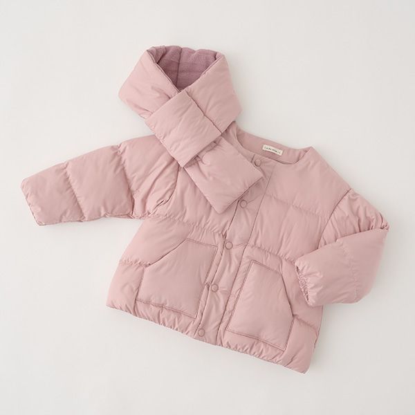 日本 Lycee mine - 馬卡龍色蓬鬆保暖外套(附圍脖)-水藍