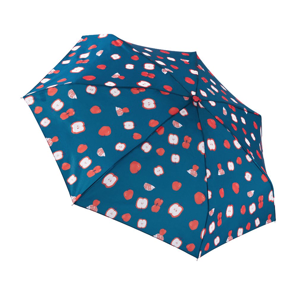 抗UV手開迷你口袋傘-蘋果刺蝟(藍)-230g