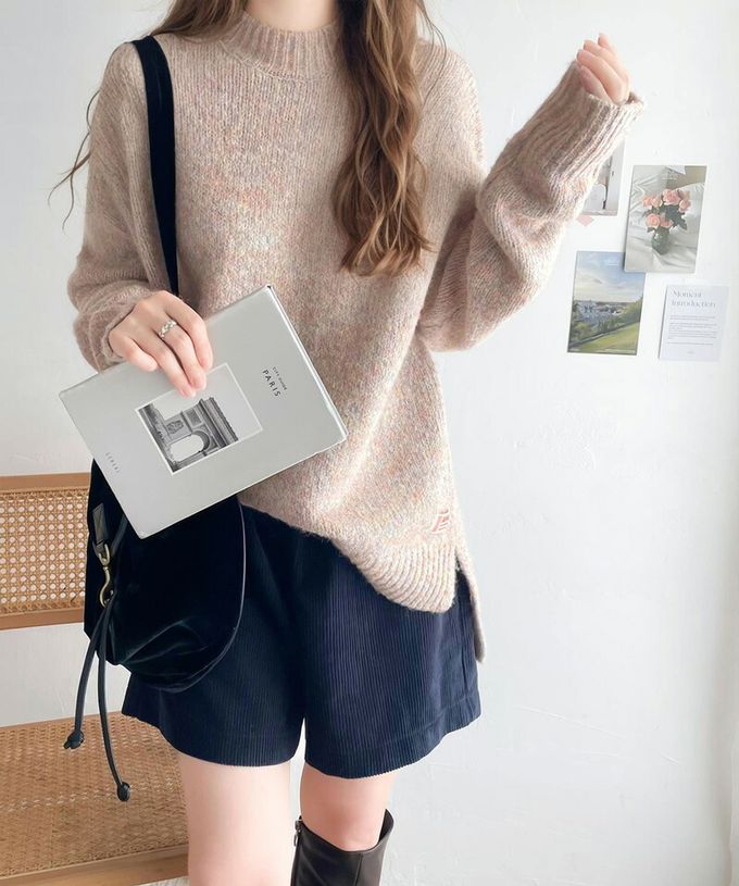 日本 Classical Elf - Java 溫柔感羊毛混紡針織上衣-水藍白