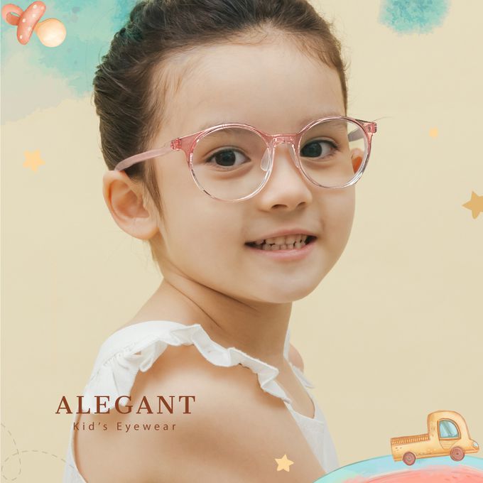 ALEGANT - 輕量PPSU材質抗壓柔韌彈性圓框UV400兒童光學濾藍光眼鏡