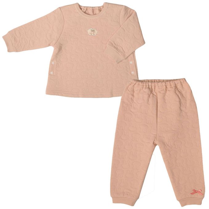 akachan honpo - 長袖鋪棉家居服-側邊按扣 兔子-粉紅色