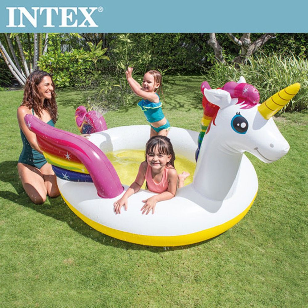 INTEX - 【限量促銷】獨角獸噴水戲水游泳池(151L)適用2歲+