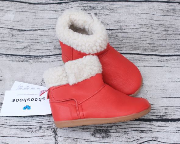 英國 shooshoos - 健康無毒真皮手工童鞋/靴子/童靴-毛邊經典紅