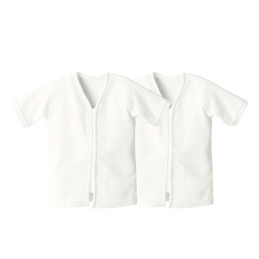 日本 Combi - mini系列-純棉保暖肚衣(黏貼式,7分袖)-白色*2 (60-70)