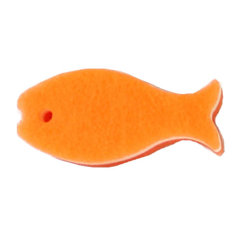 日本 MARNA - 超強起泡力 日本製小魚3層菜瓜布(繽紛色)-橘