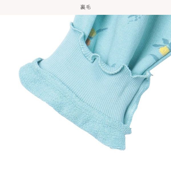 日本西松屋 - 裏毛圓領印花長袖上衣-優雅花束-淺粉