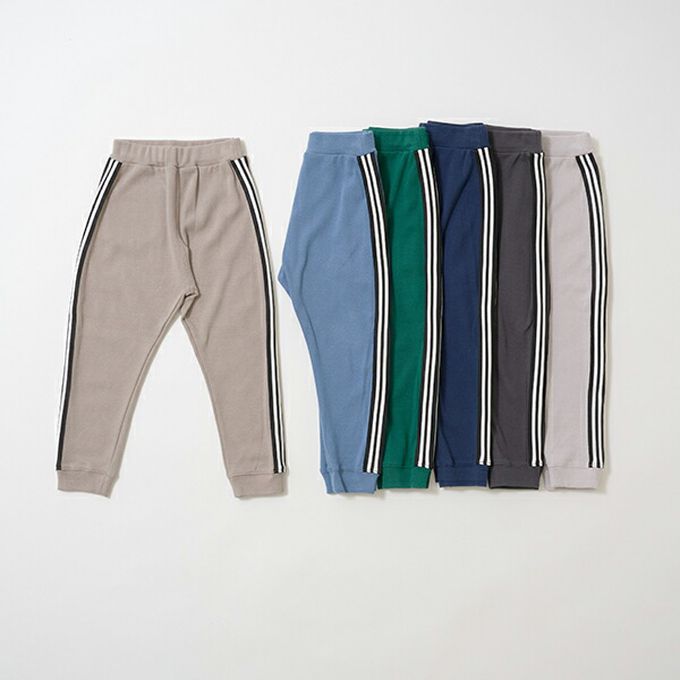 日本 b-ROOM - 側邊線條運動風束口長褲-海軍藍