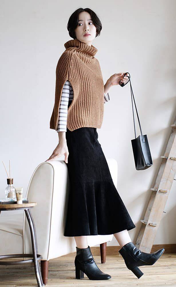 日本 zootie - 層次感穿搭高領斗篷-灰