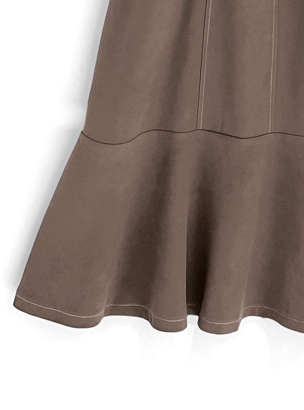 日本 GRL - 質感麂皮修身吊帶魚尾裙(附腰帶)-咖啡