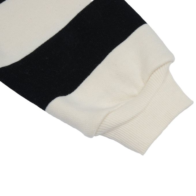 韓國 FORK CHIPS - 極簡翻領寬條紋寬鬆長袖上衣-象牙白X黑