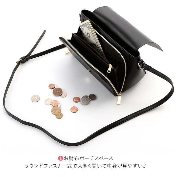 日本 Legato Largo - 輕量PU時尚皮革錢夾包-BK黑色 (23x14x8.5cm 肩背約95~129cm)