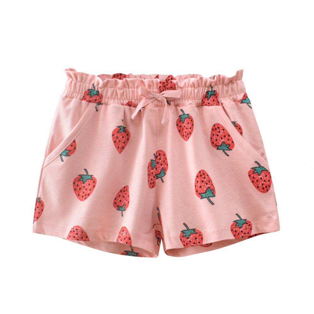 純棉兒童短褲-草莓-粉色