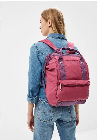 日本 Anello - 棉質尼龍風大開口後背包 10POCKET-mini小尺寸-GY灰