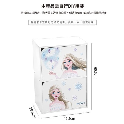 迪士尼 Disney【冰雪奇緣艾莎】雙層收納櫃 雙層二門櫃雙層櫃 收納櫃 木櫃 書櫃