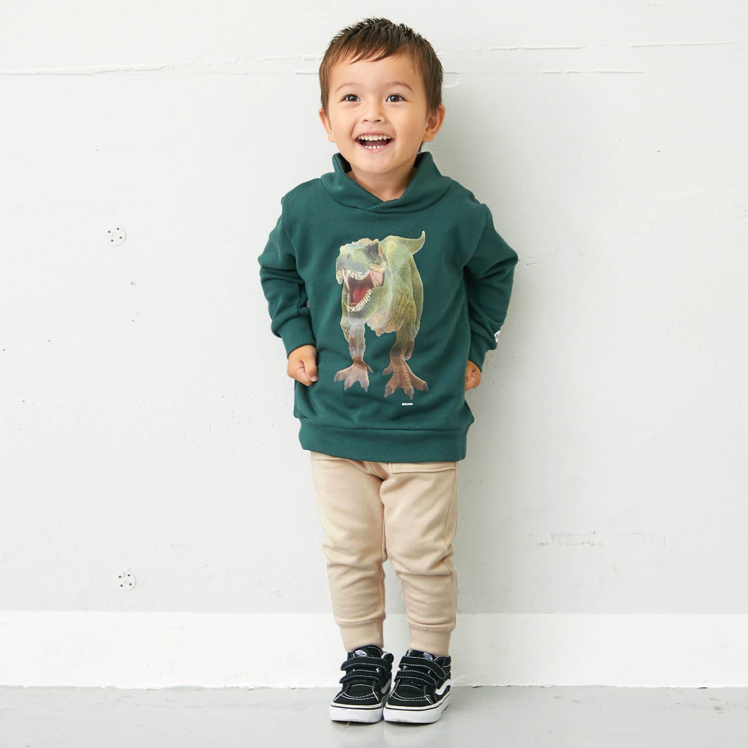 日本千趣會 - Schleich 防風領裏毛印花長袖上衣-恐龍世界-灰黑x迷彩