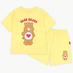 韓國 Care Bears - 聯名款思考熊熊印短袖套裝-愛心棕熊-黃