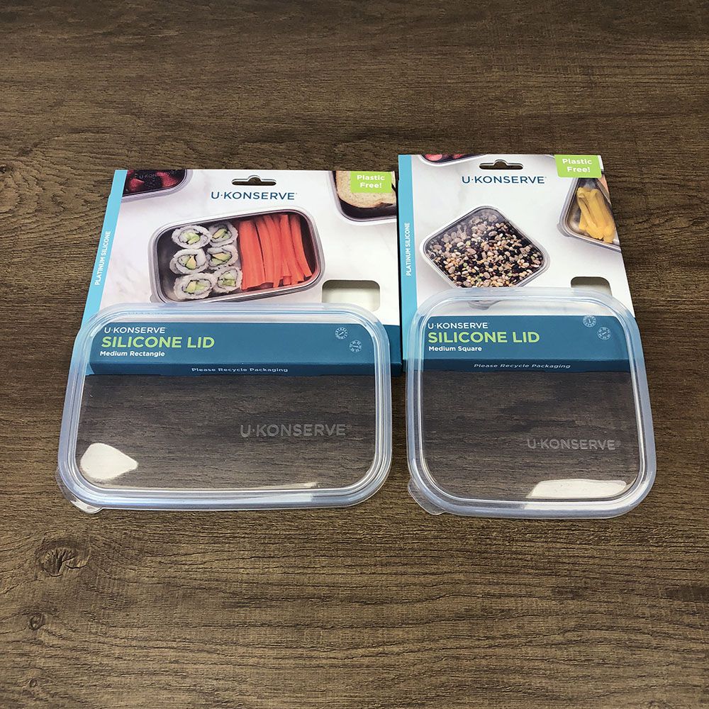 防漏鉑金級矽膠保鮮盒蓋方形 900ml+長形 750ml-透明兩入組