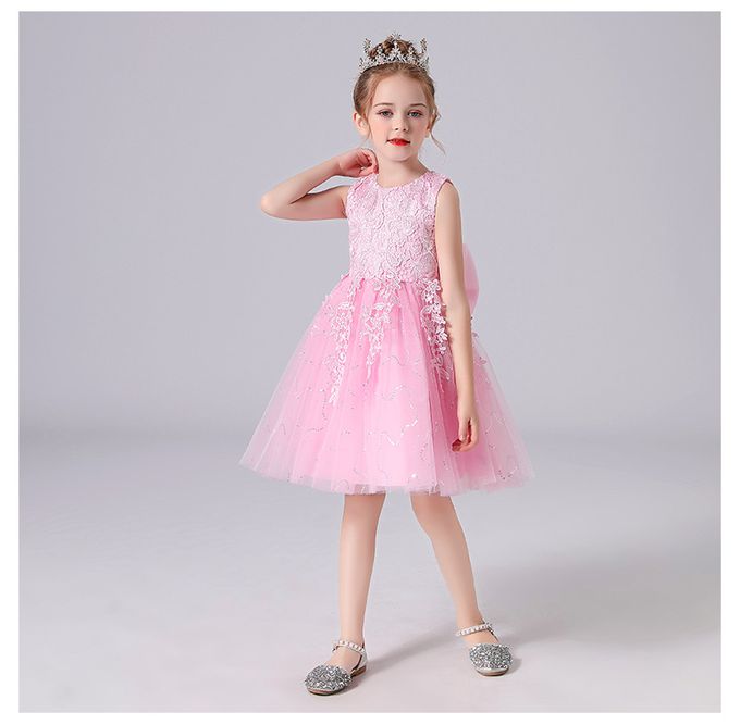 蕾絲落花紗裙小禮服-淺藍色