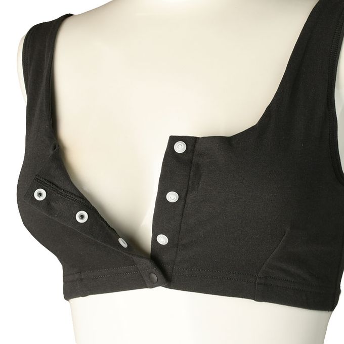 akachan honpo - 半截式內衣-前開式 素面-黑色