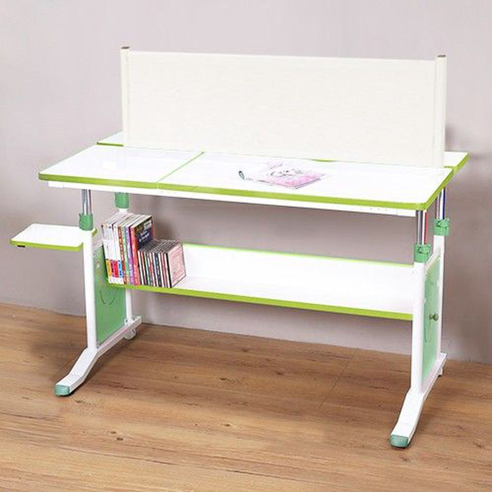 創意小天才 - 第五代兒童專用120cm調節桌+隔屏網板佈告欄/兒童書桌-清新綠